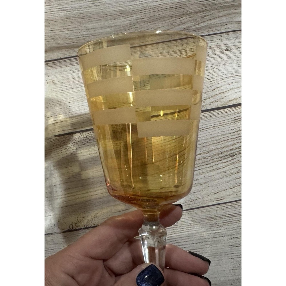 3 Vintage Cristalleria Fumo Amber Iridescent Wine Glasses Italy - Picture 3 of 8